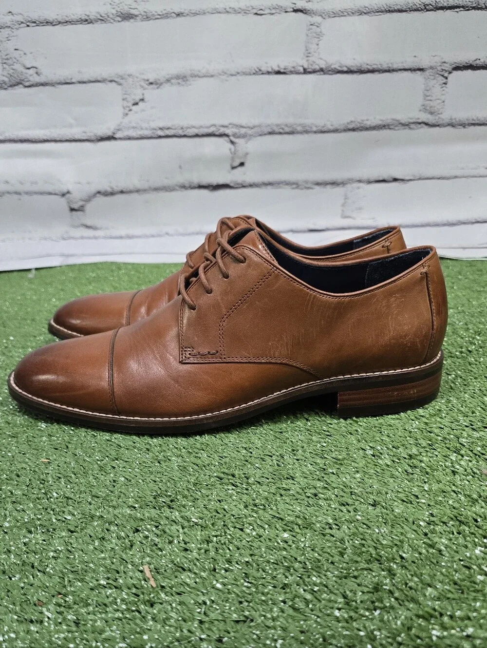 Cole Haan Lenox Hill Cap Toe Oxford Polished Leather British Brown Size 8.5